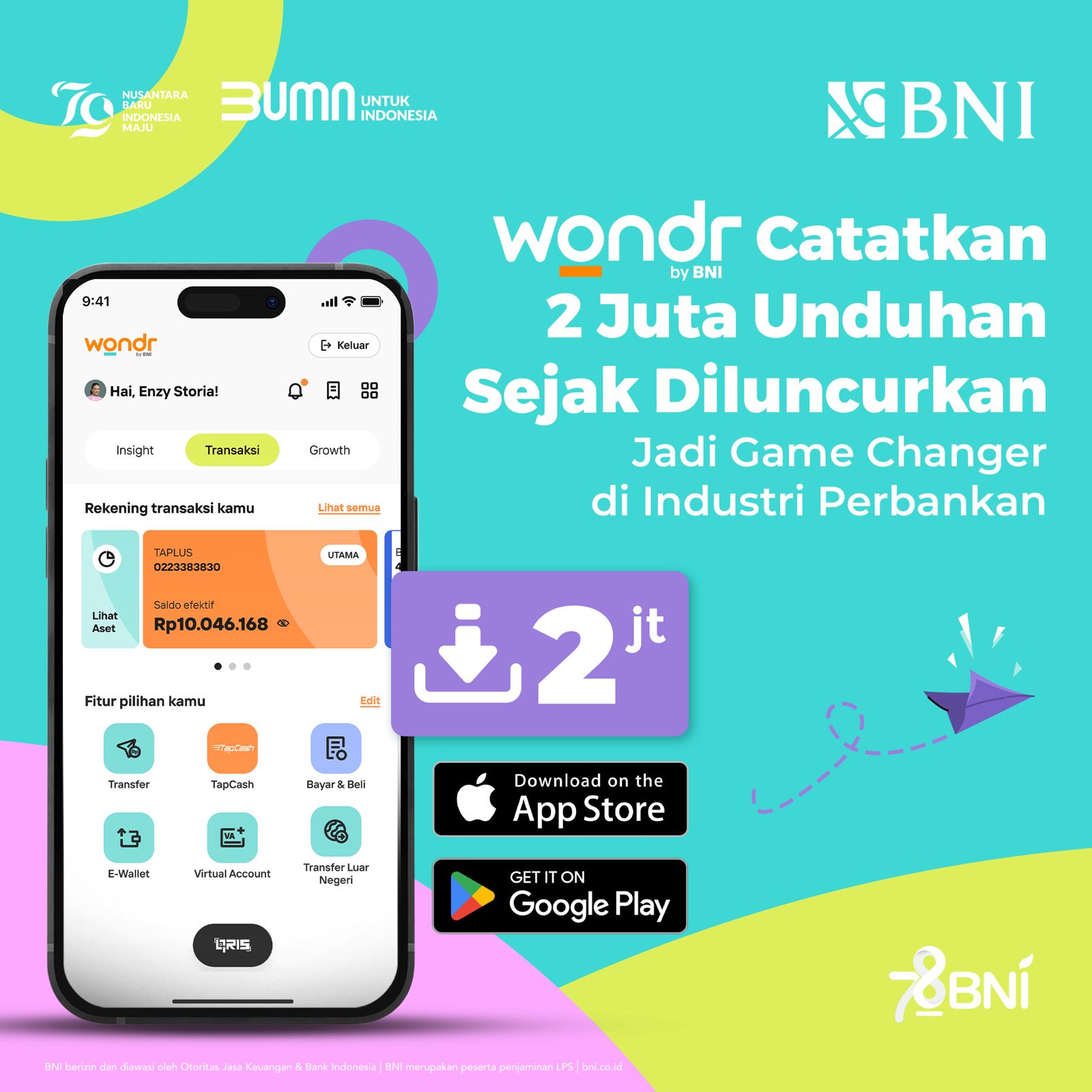 Wondr by BNI Catatkan 2 Juta Unduhan Sejak Diluncurkan, Jadi Game Changer di Industri Perbankan